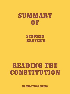 cover image of Summary of Stephen Breyer's Reading the Constitution